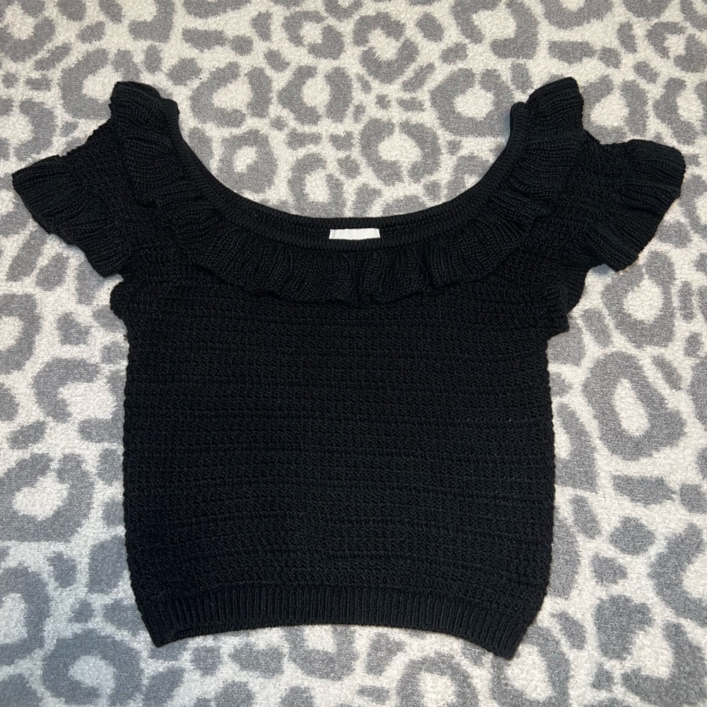 Black Ruffled Women's Sweater